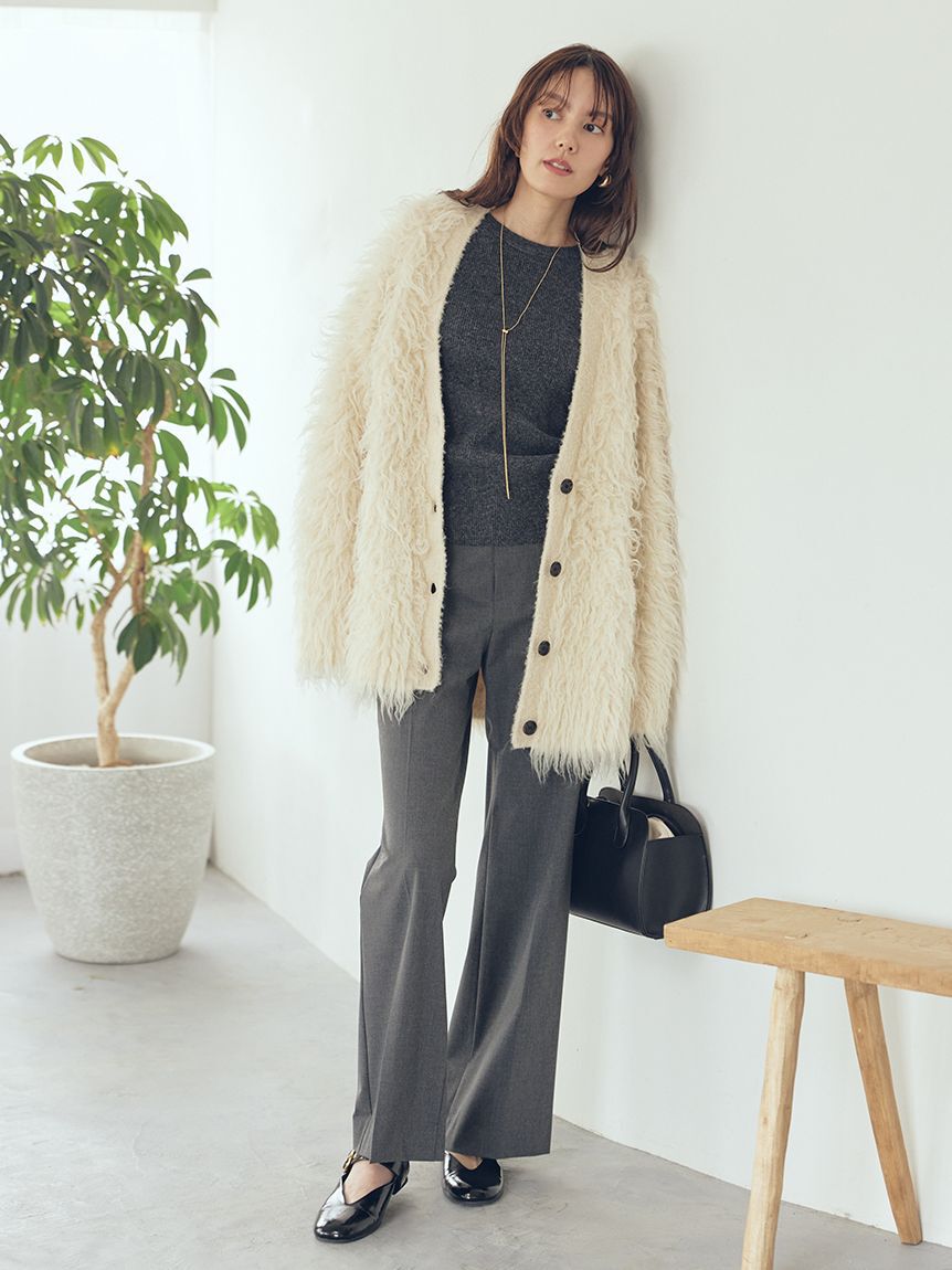 Mila Owen「スコッチ釦シャギーニットカーディガン」|カーディガン|