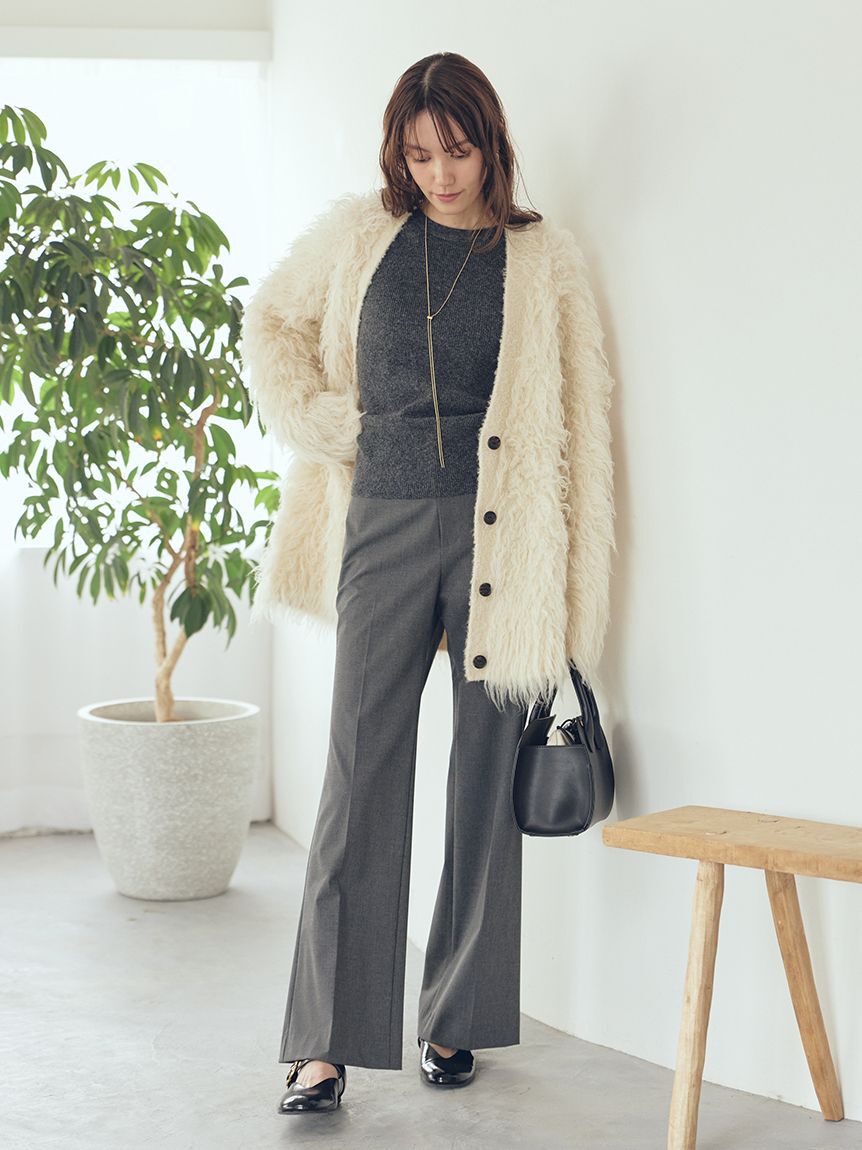 Mila Owen「スコッチ釦シャギーニットカーディガン」|カーディガン|