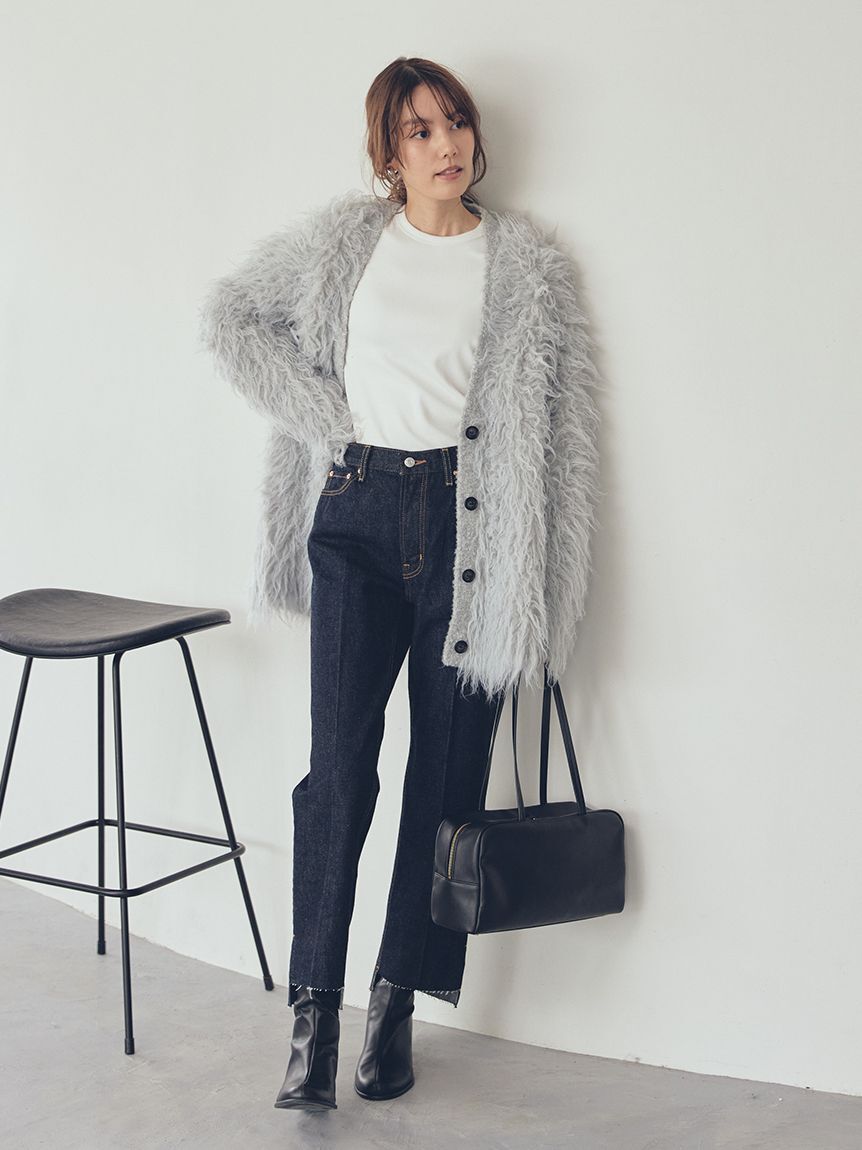 Mila Owen「スコッチ釦シャギーニットカーディガン」|カーディガン|