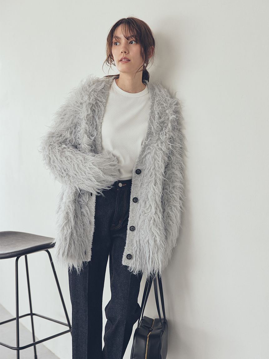 Mila Owen「スコッチ釦シャギーニットカーディガン」|カーディガン|