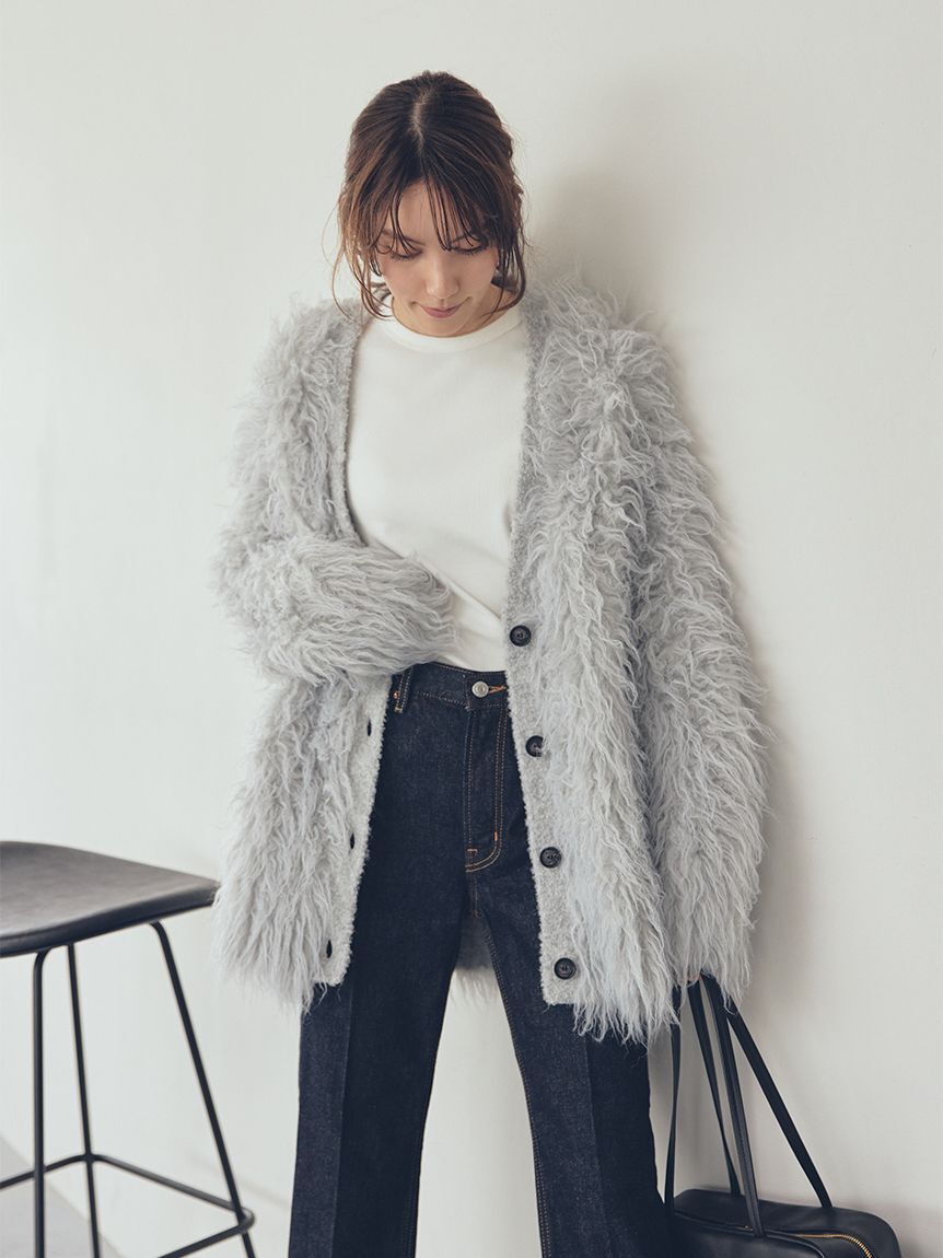 Mila Owen「スコッチ釦シャギーニットカーディガン」|カーディガン|