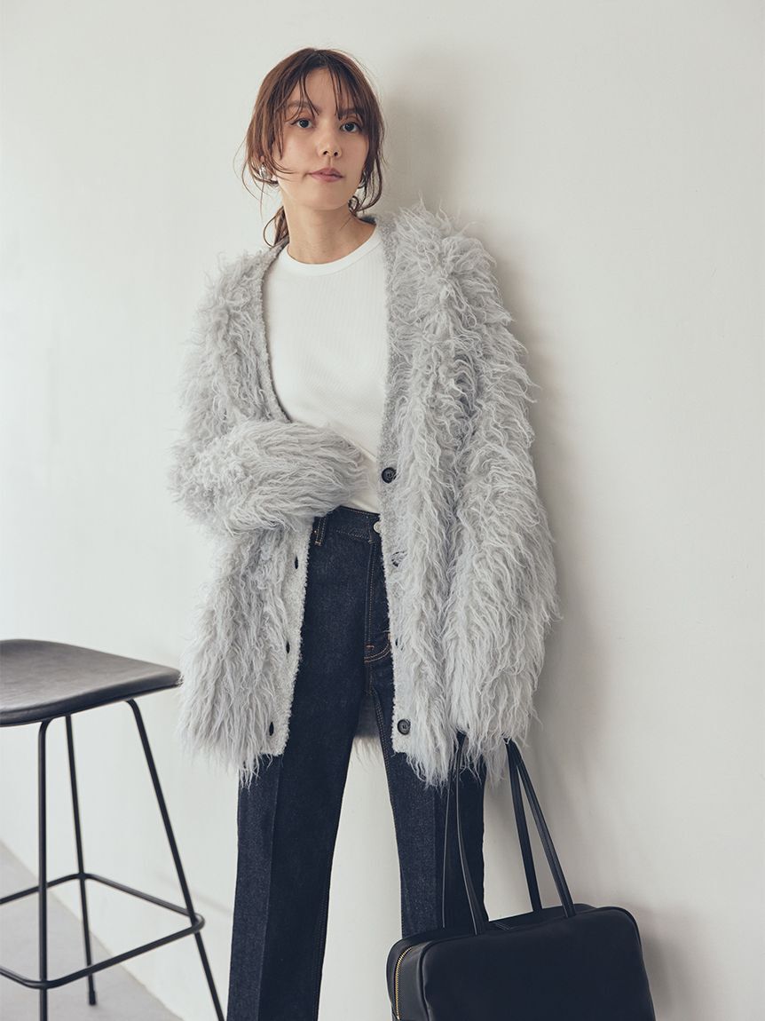 Mila Owen「スコッチ釦シャギーニットカーディガン」|カーディガン|