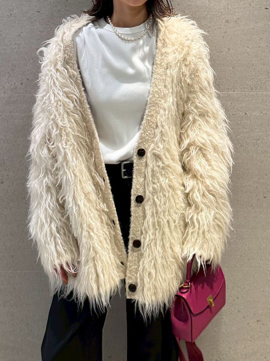 Mila Owen「スコッチ釦シャギーニットカーディガン」|カーディガン|