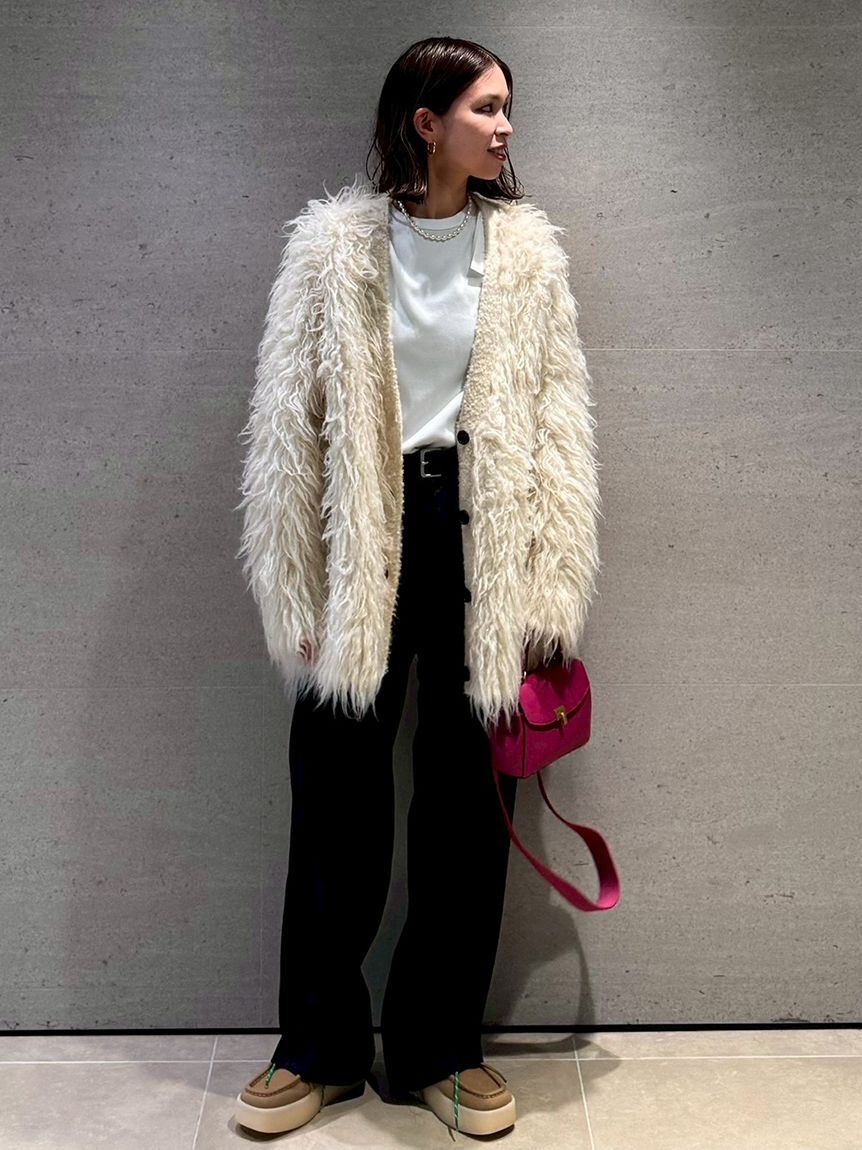 Mila Owen「スコッチ釦シャギーニットカーディガン」|カーディガン|