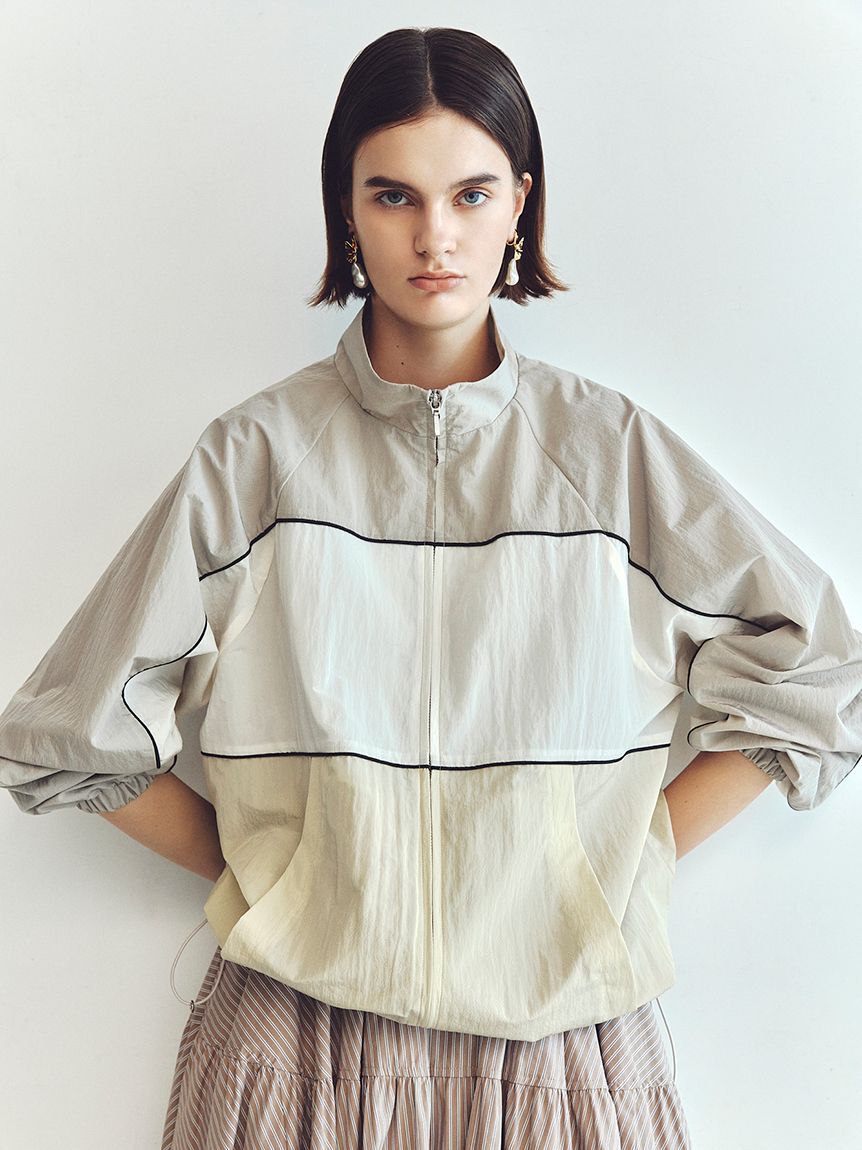 Mila Owen「ナイロントラックジャケット」|ブルゾン・スタジャン|BEG