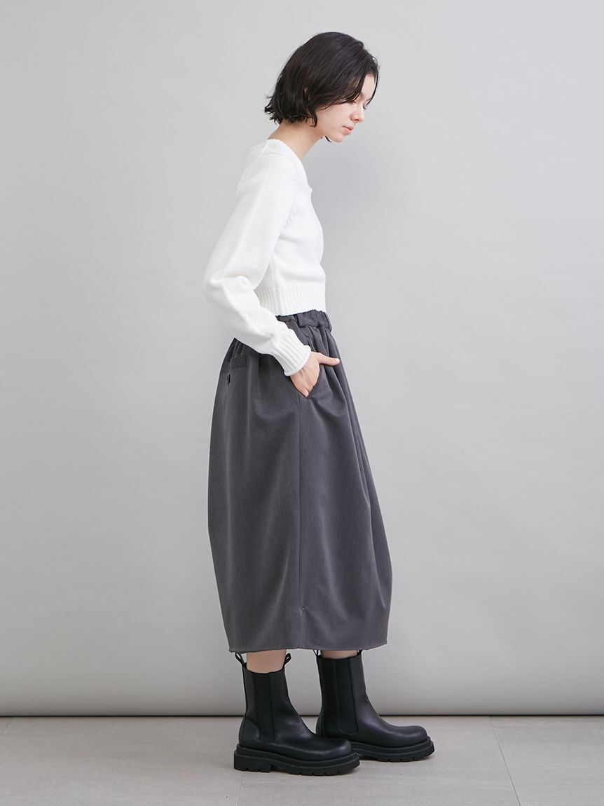 Mila Owen「ウエストゴムランダムタックミディスカート」|スカート|