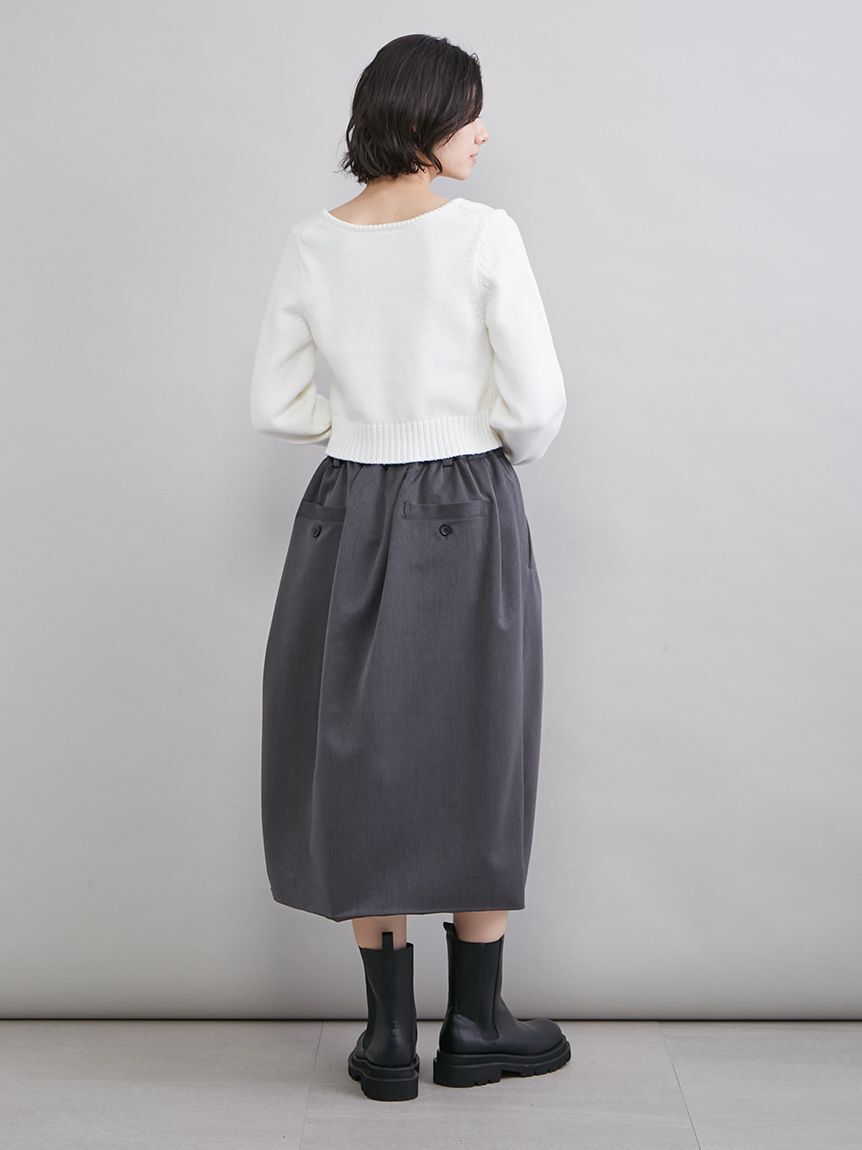 Mila Owen「ウエストゴムランダムタックミディスカート」|スカート|