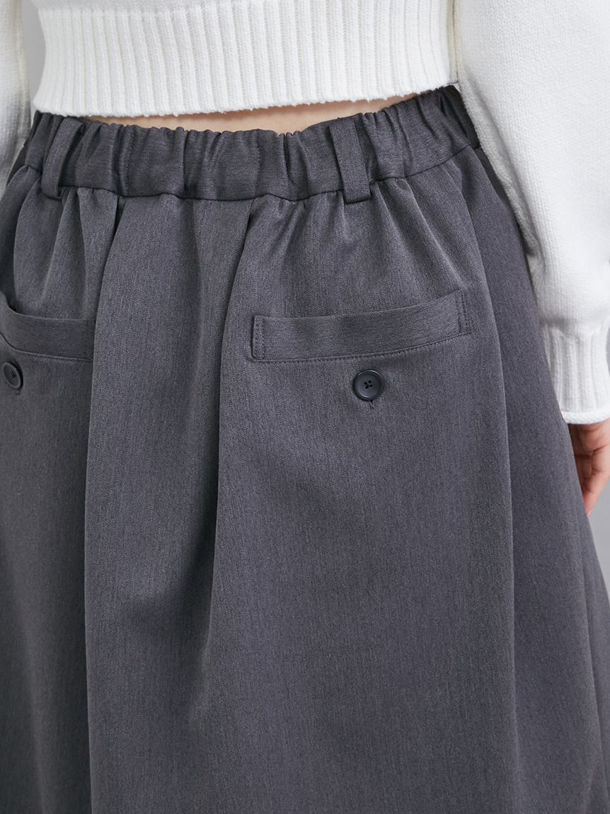 Mila Owen「ウエストゴムランダムタックミディスカート」|スカート|