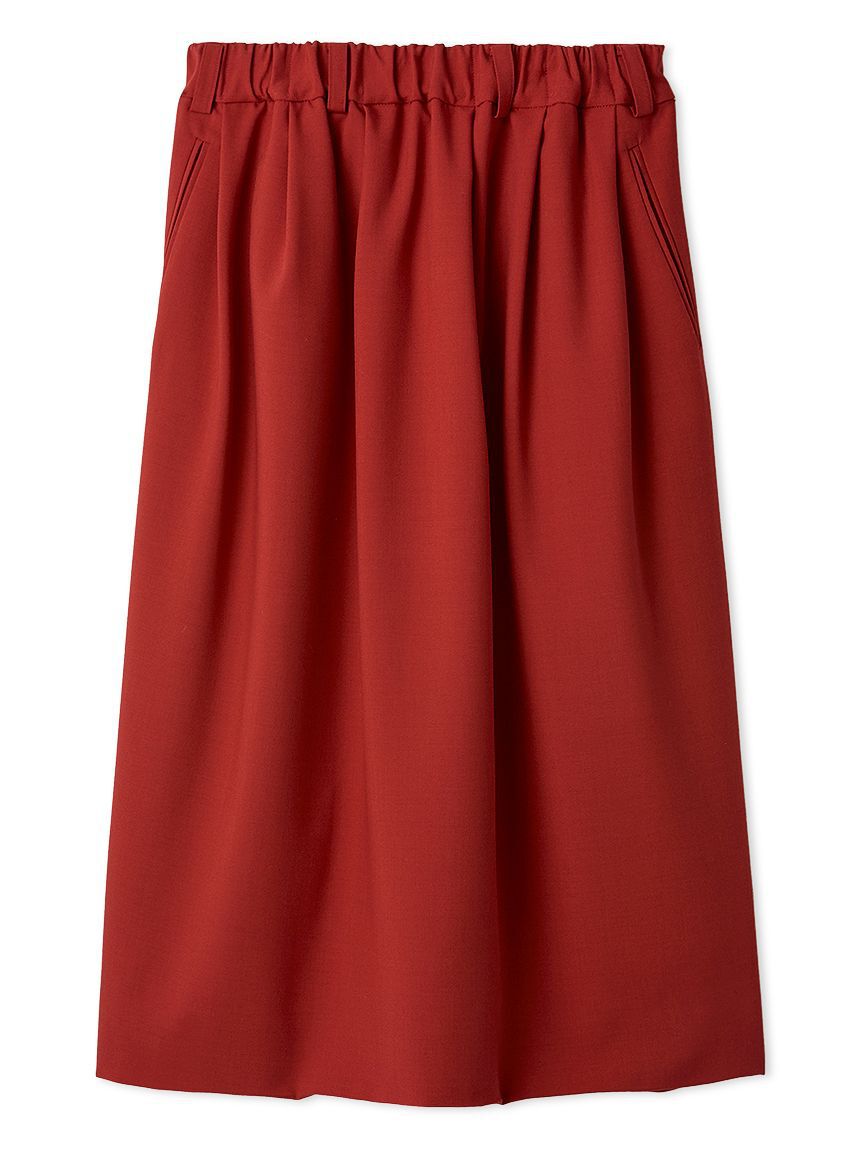 Mila Owen「ウエストゴムランダムタックミディスカート」|スカート|RED
