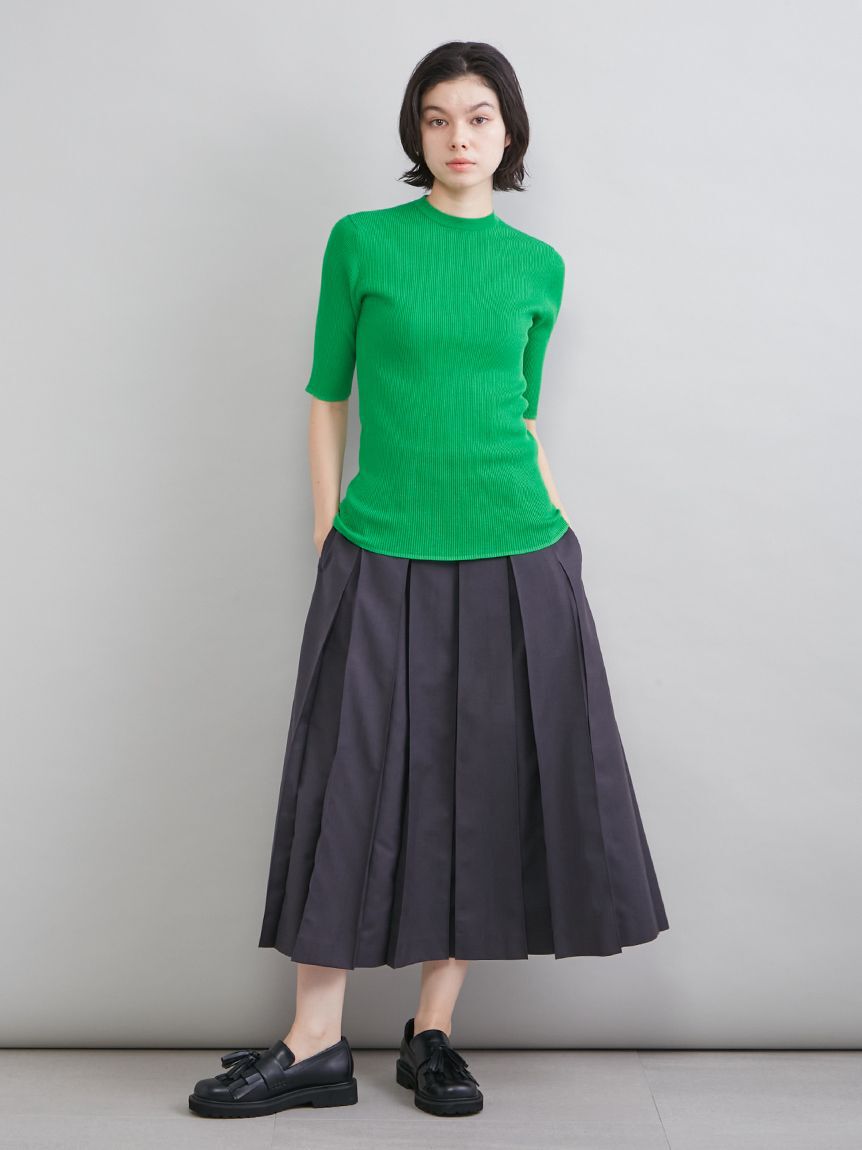 Mila Owen「ＵＶケア半袖シアーリブニット」|ニット・セーター|