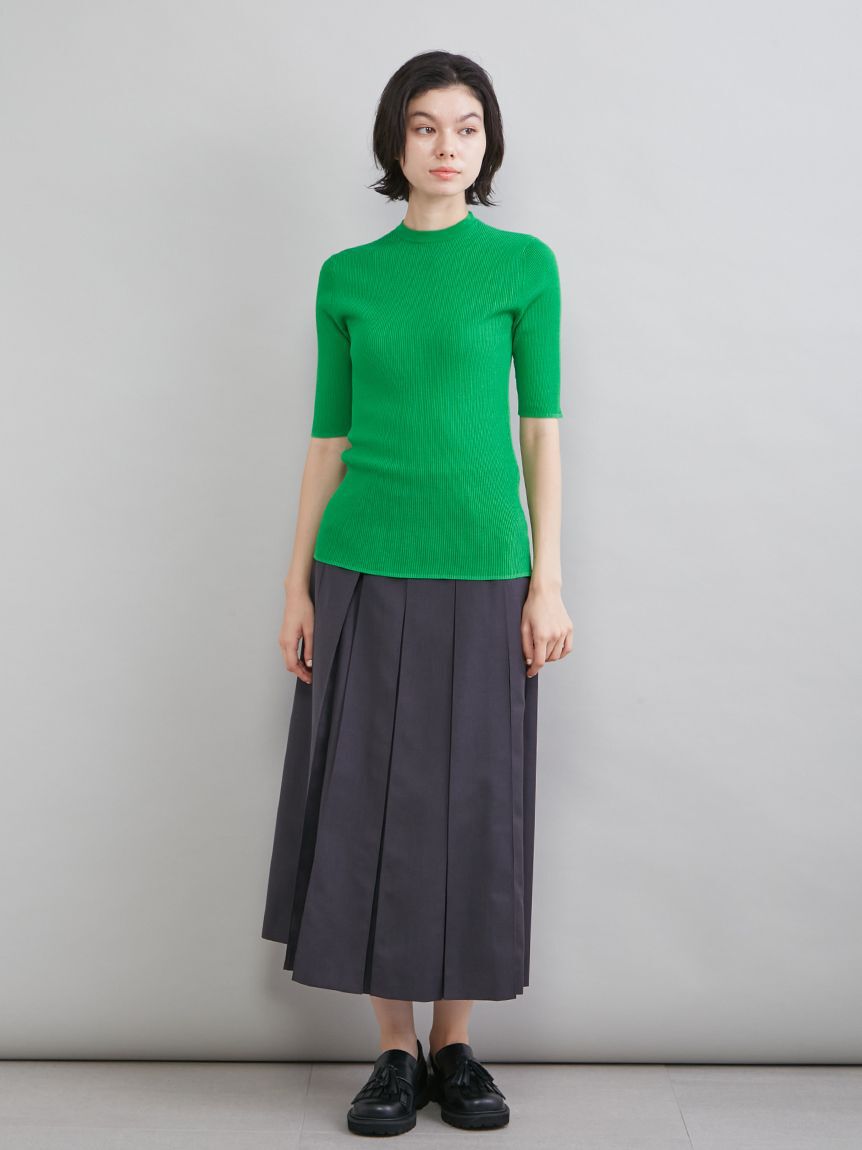 Mila Owen「ＵＶケア半袖シアーリブニット」|ニット・セーター|