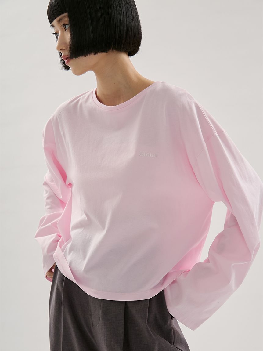 emmi atelier「emmiロゴクルーネックロングTシャツ」|Tシャツ・カットソー|