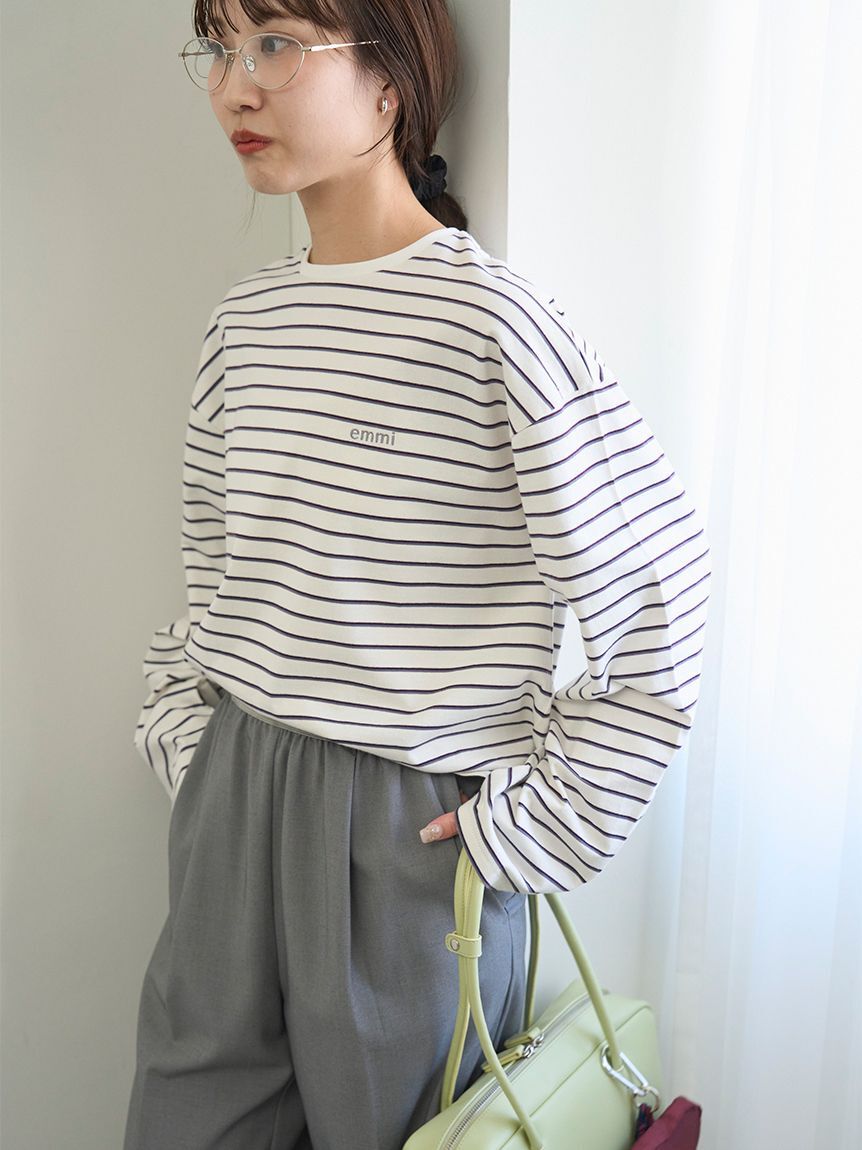 emmi atelier「emmiロゴクルーネックロングTシャツ」|Tシャツ・カットソー|