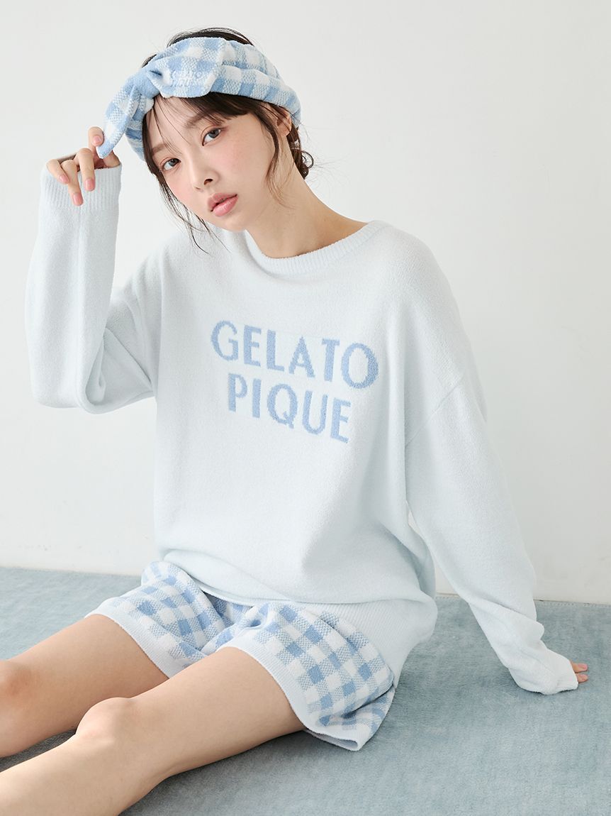gelato pique「【WhiteDay】ロゴプルオーバー&チェックショートパンツセット」|ルームウェア|