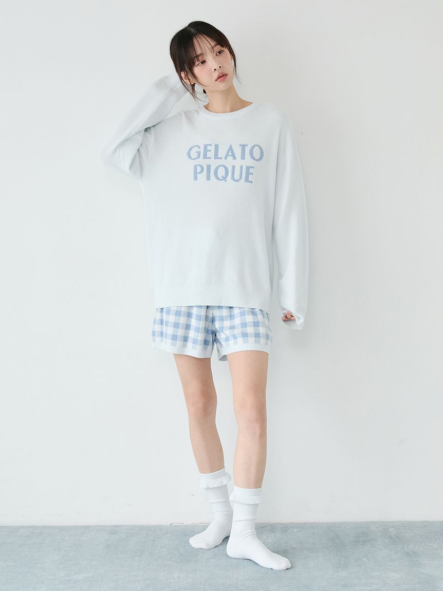 gelato pique「【WhiteDay】ロゴプルオーバー&チェックショートパンツセット」|ルームウェア|