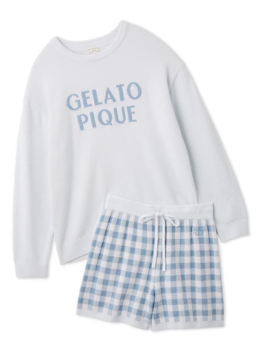 gelato pique「【WhiteDay】ロゴプルオーバー&チェックショートパンツセット」|ルームウェア|