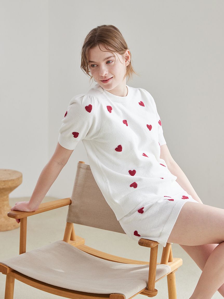 gelato pique「【ONLINE限定】エアリーモコハートジャガードプルオーバー&ショートパンツセット」|ルームウェア|