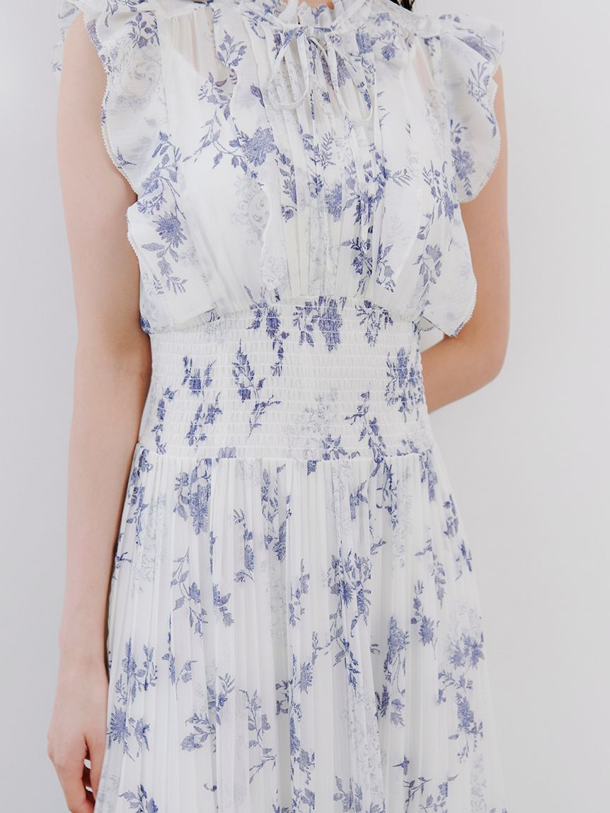 SNIDEL「【00サイズあり】プリントプリーツシャーリングワンピース」|ワンピース|