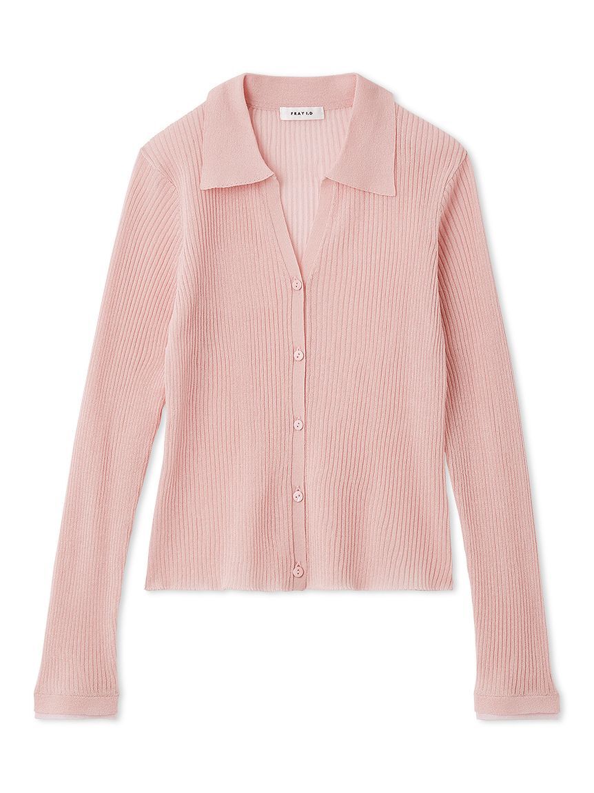 FRAY I.D「スキッパーポロカラーリブカーディガン」|カーディガン|PNK