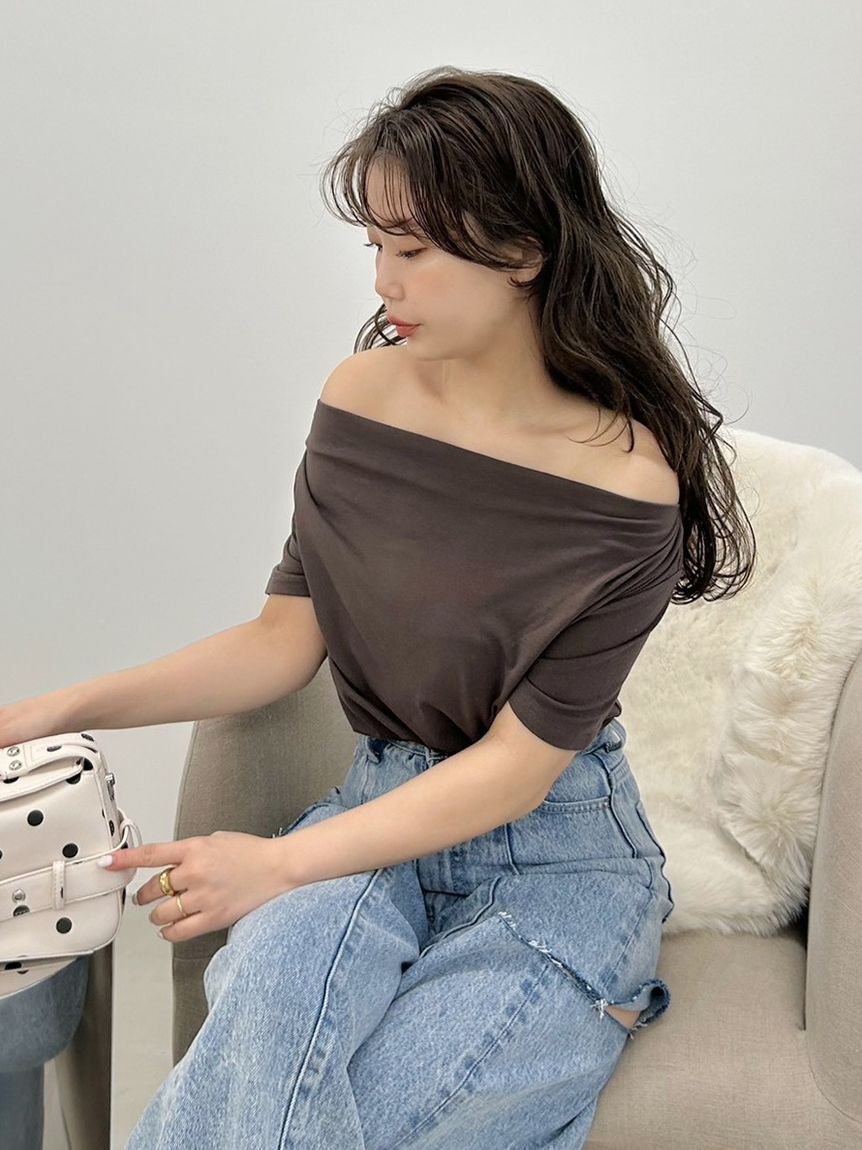 FRAY I.D「ドレープネックオフショルカットソー／ウォッシャブル」|Tシャツ・カットソー|BRW