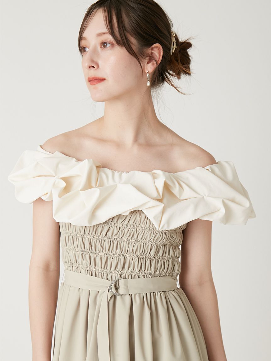 FRAY I.D「バルーンフリルシャーリングワンピース」|ワンピース|