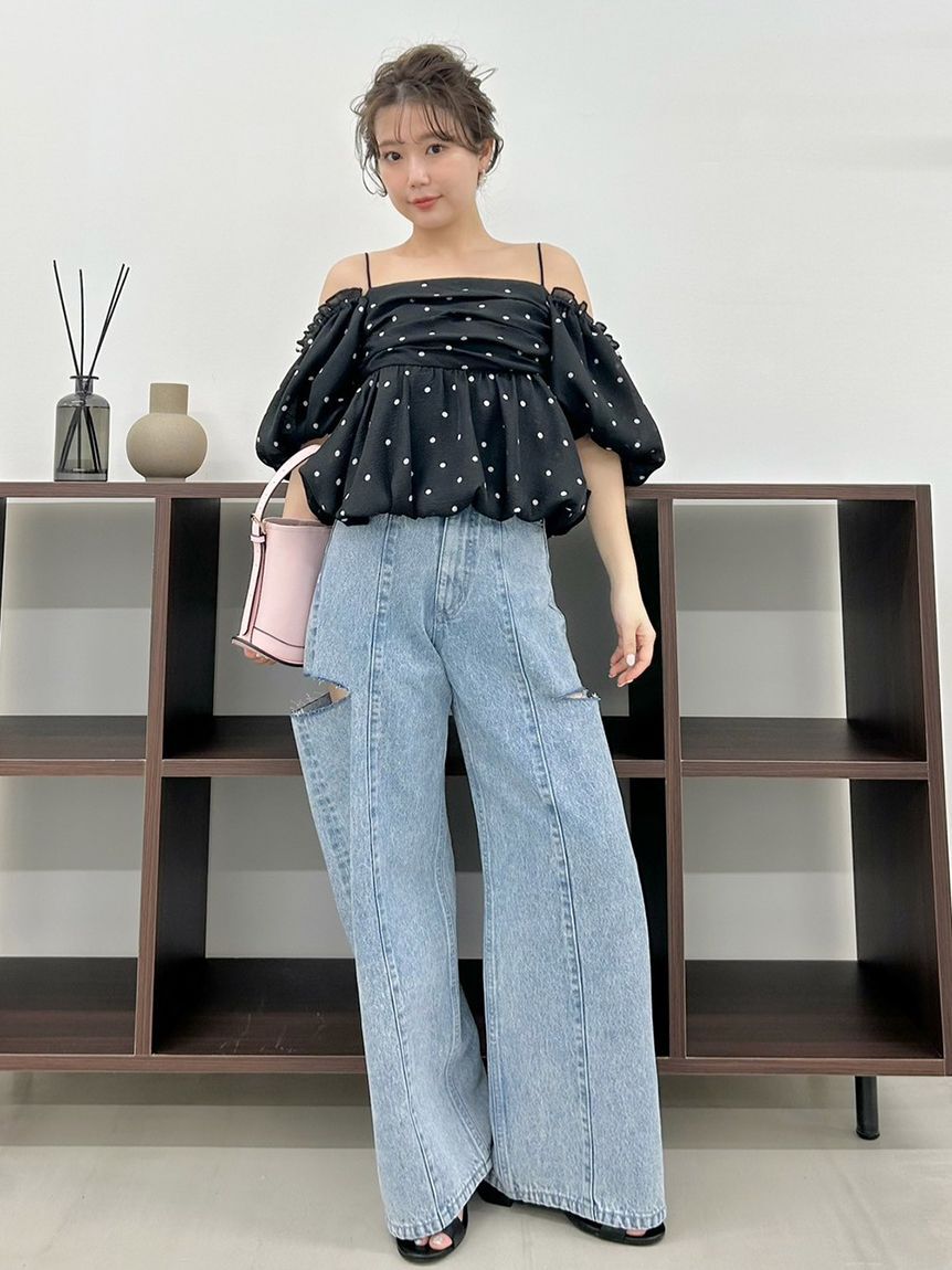 FRAY I.D「【WEB限定】オフショルパフスリーブブラウス／ウォッシャブル」|シャツ・ブラウス|