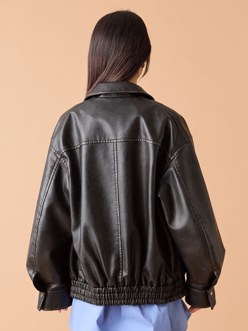 LILY BROWN「ヴィンテージフェイクレザーブルゾン」|ブルゾン・スタジャン|