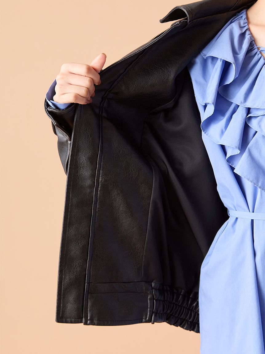 LILY BROWN「ヴィンテージフェイクレザーブルゾン」|ブルゾン・スタジャン|