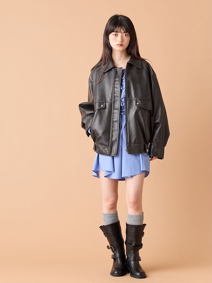 LILY BROWN「ヴィンテージフェイクレザーブルゾン」|ブルゾン・スタジャン|
