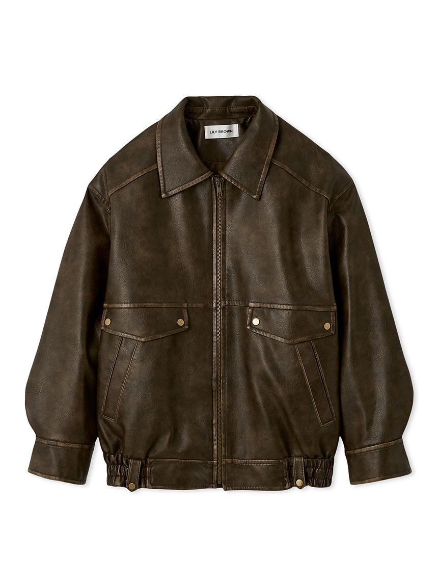 LILY BROWN「ヴィンテージフェイクレザーブルゾン」|ブルゾン・スタジャン|