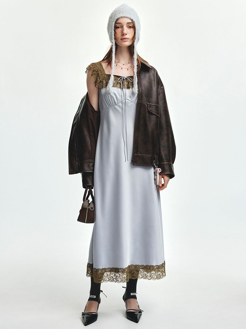 LILY BROWN「ヴィンテージフェイクレザーブルゾン」|ブルゾン・スタジャン|