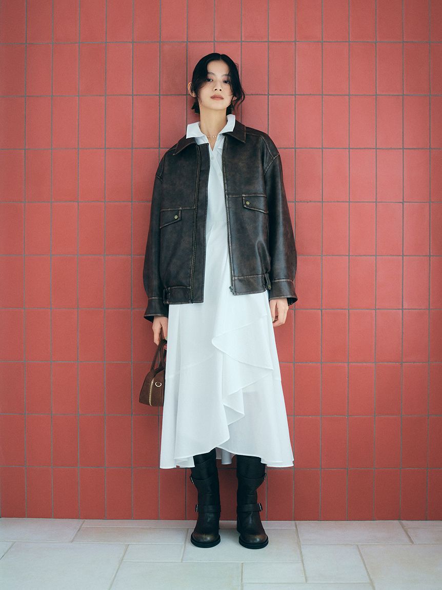 LILY BROWN「ヴィンテージフェイクレザーブルゾン」|ブルゾン・スタジャン|