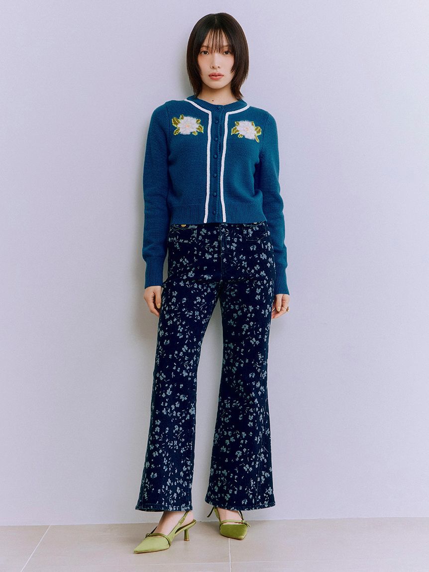 LILY BROWN「フラワーモチーフカーディガン」|カーディガン|