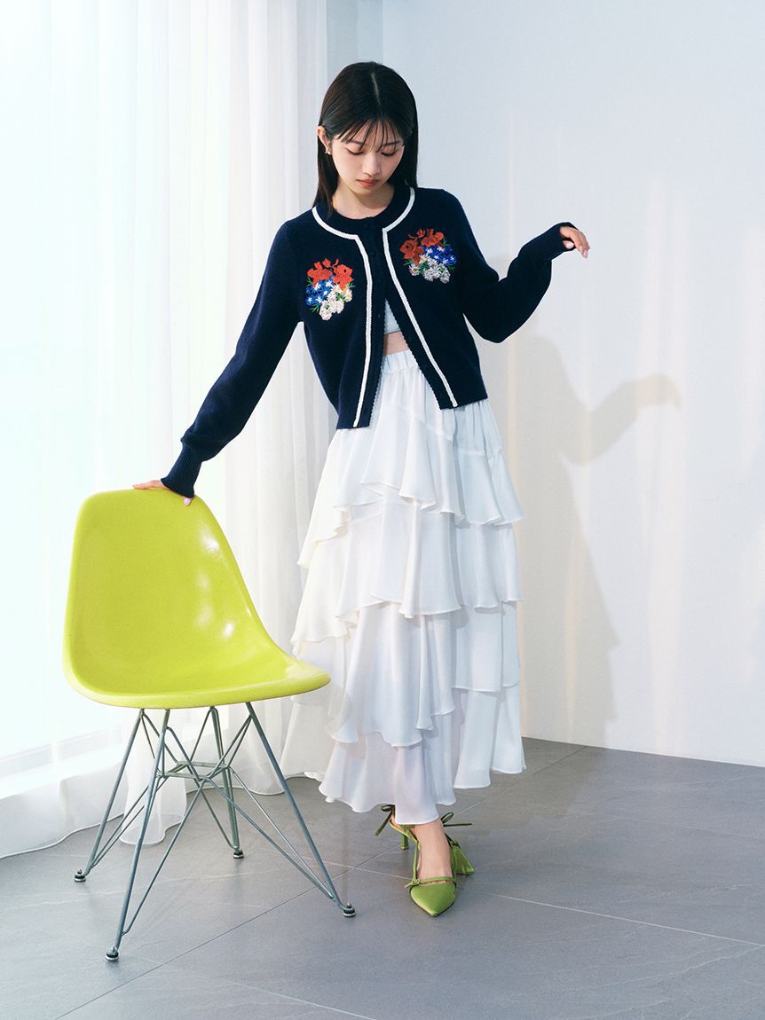 LILY BROWN「フラワーモチーフカーディガン」|カーディガン|