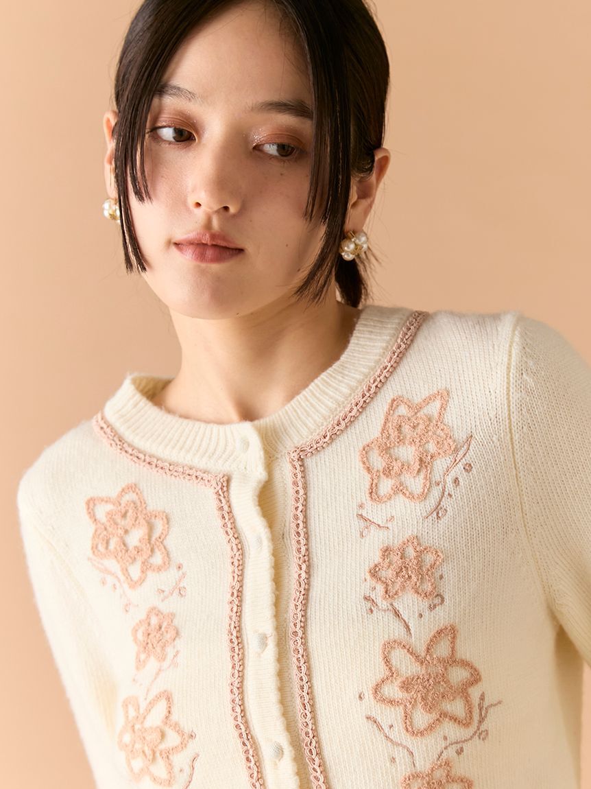 LILY BROWN「フラワーモチーフカーディガン」|カーディガン|