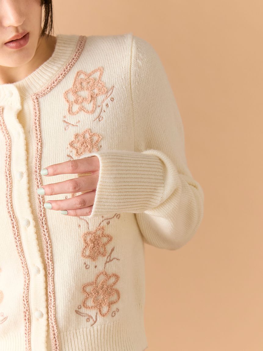 LILY BROWN「フラワーモチーフカーディガン」|カーディガン|
