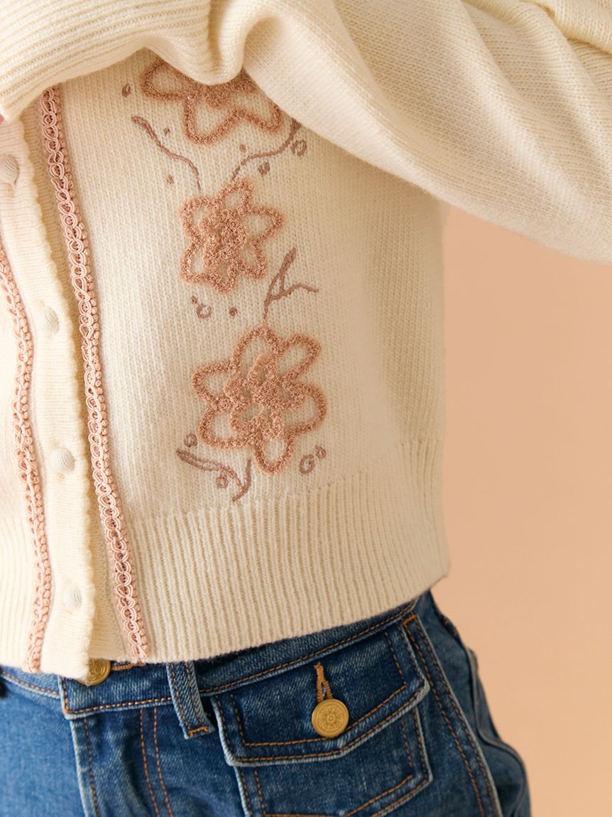 LILY BROWN「フラワーモチーフカーディガン」|カーディガン|