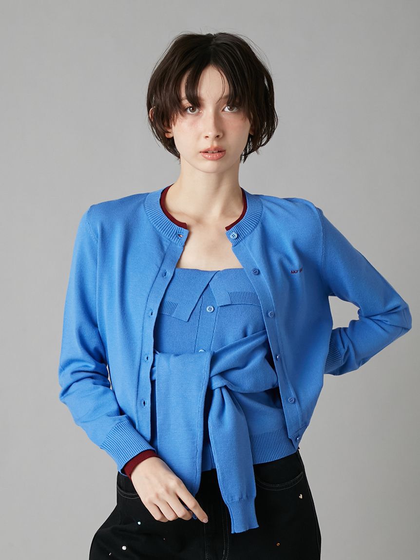 LILY BROWN「カラートリムニットカーディガン」|カーディガン|