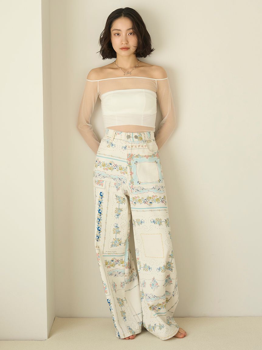 LILY BROWN Lingerie「シアーファンデノンワイヤー/オフショルダートップス」|Tシャツ・カットソー|