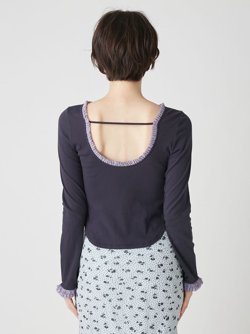 LILY BROWN「バックオープンヘンリーネックカットトップス」|Tシャツ・カットソー|