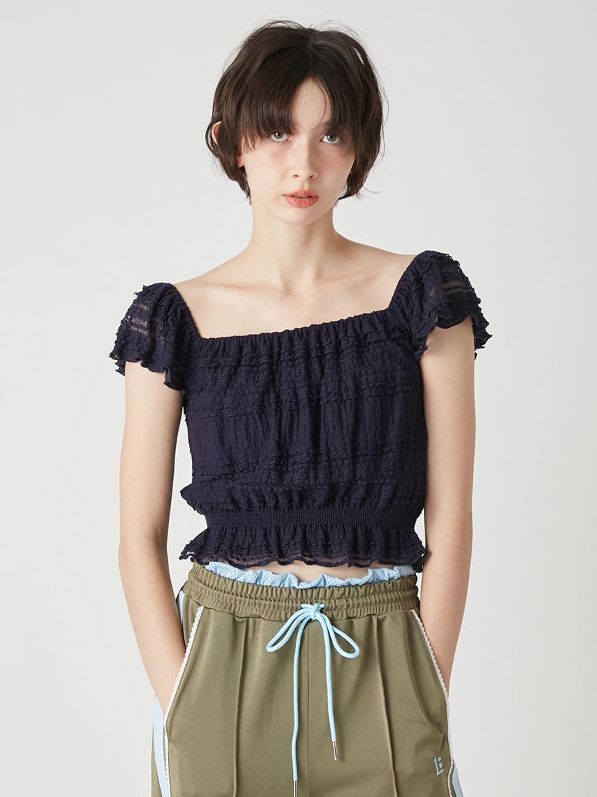 LILY BROWN「2wayシャーリングトップス」|Tシャツ・カットソー|NVY