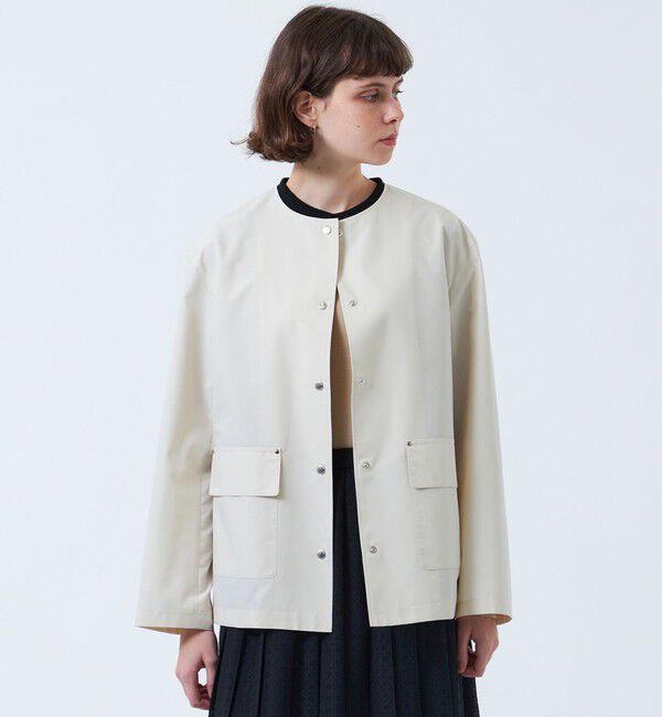 MACKINTOSH PHILOSOPHY「レインウェザークロスノーカラーミドルジャケット」|ブルゾン・スタジャン|オフホワイト