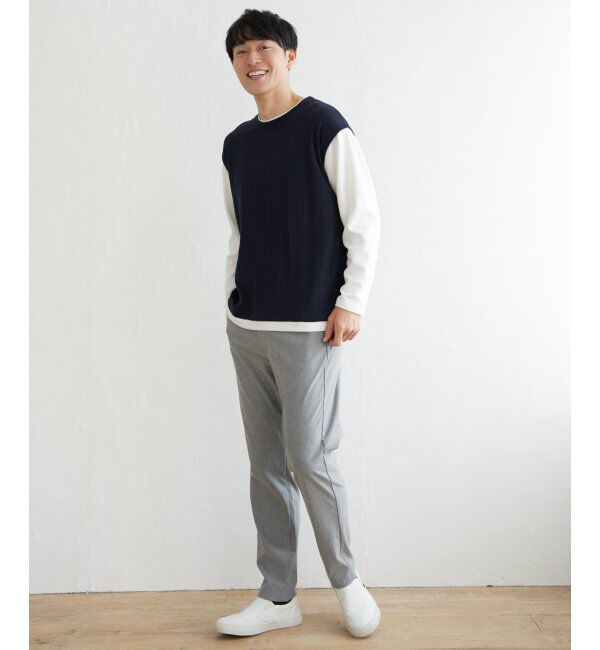 ikka「ヘリンボンジャカードフェイクベストロンT」|Tシャツ・カットソー|