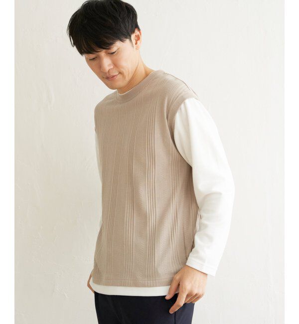 ikka「ヘリンボンジャカードフェイクベストロンT」|Tシャツ・カットソー|