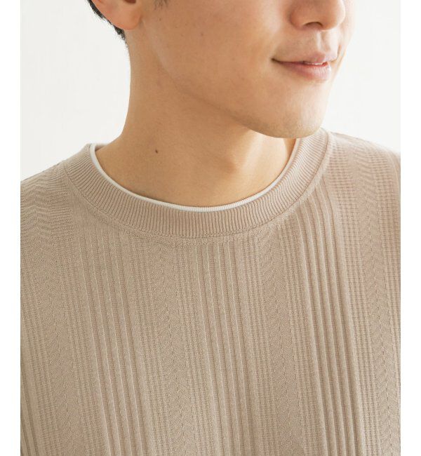 ikka「ヘリンボンジャカードフェイクベストロンT」|Tシャツ・カットソー|