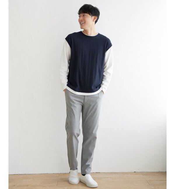 ikka「ヘリンボンジャカードフェイクベストロンT」|Tシャツ・カットソー|