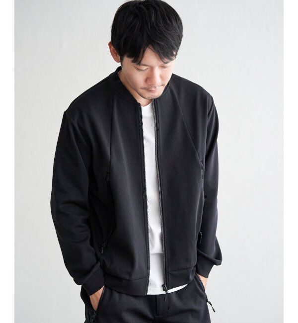ikka「テックストレッチジップポケットカーディガン」|カーディガン|ブラック