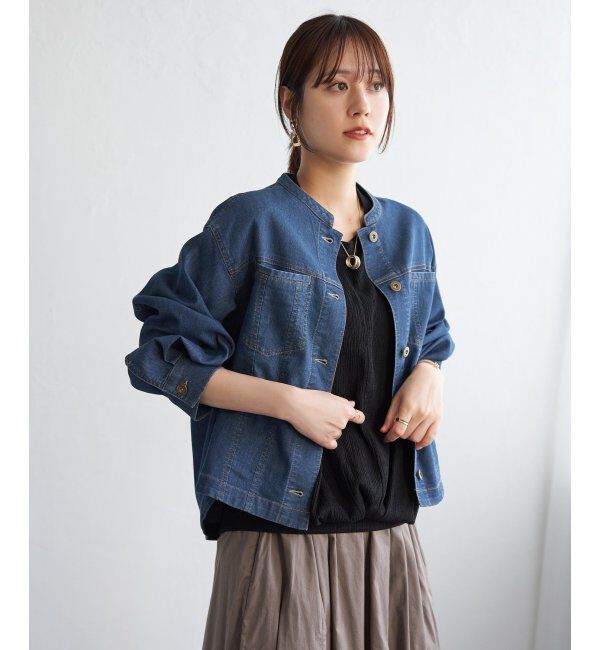 ikka「メッシュデニムブルゾン」|ブルゾン・スタジャン|