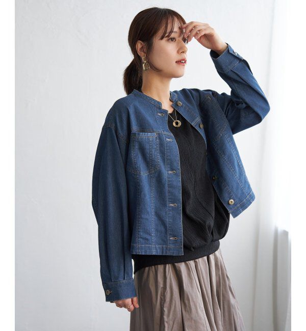 ikka「メッシュデニムブルゾン」|ブルゾン・スタジャン|