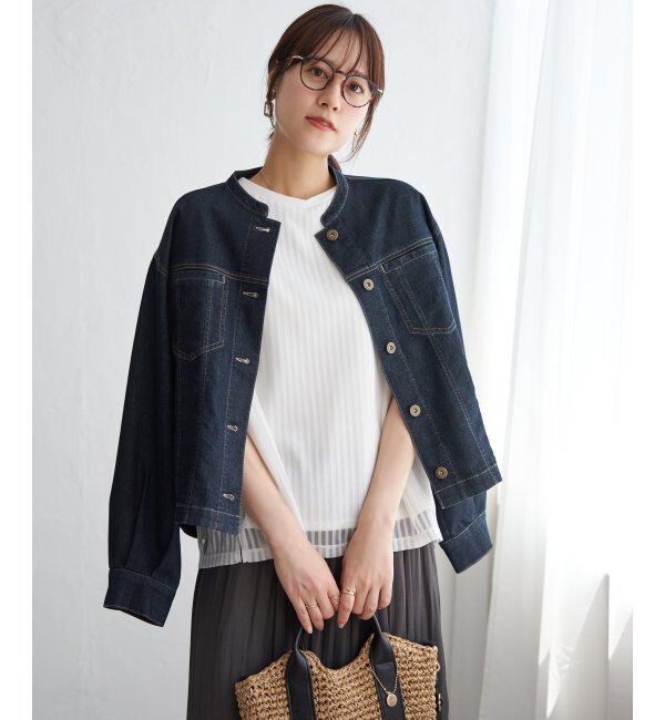 ikka「メッシュデニムブルゾン」|ブルゾン・スタジャン|